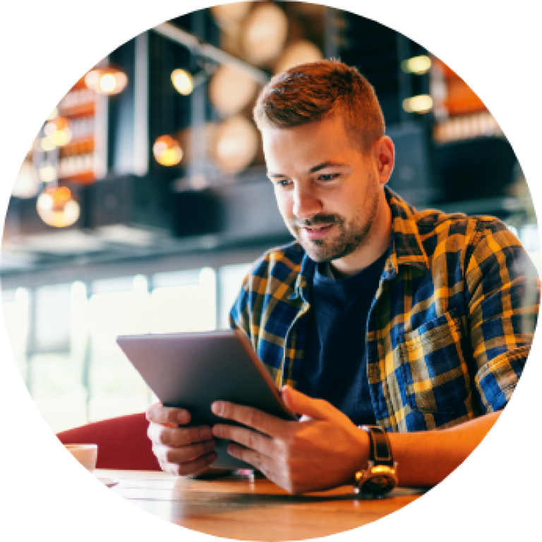 Man at Ipad
